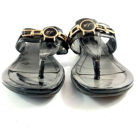 Marc Fisher Women’s Sz 9M Black Thing Heel Metal Detail Sandals - Picture 3 of 10